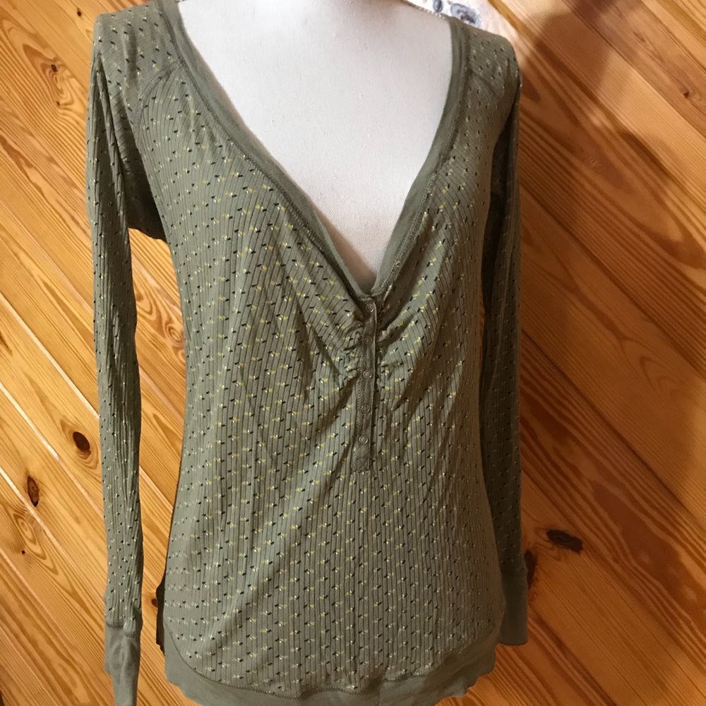 Anthropologie Little Yellow Button V-Neck Top